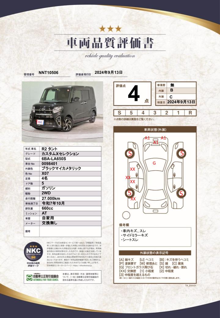 車両品質評価書