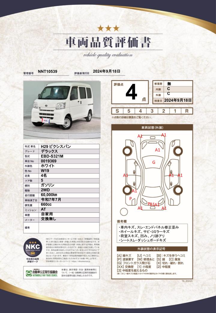 車両品質評価書