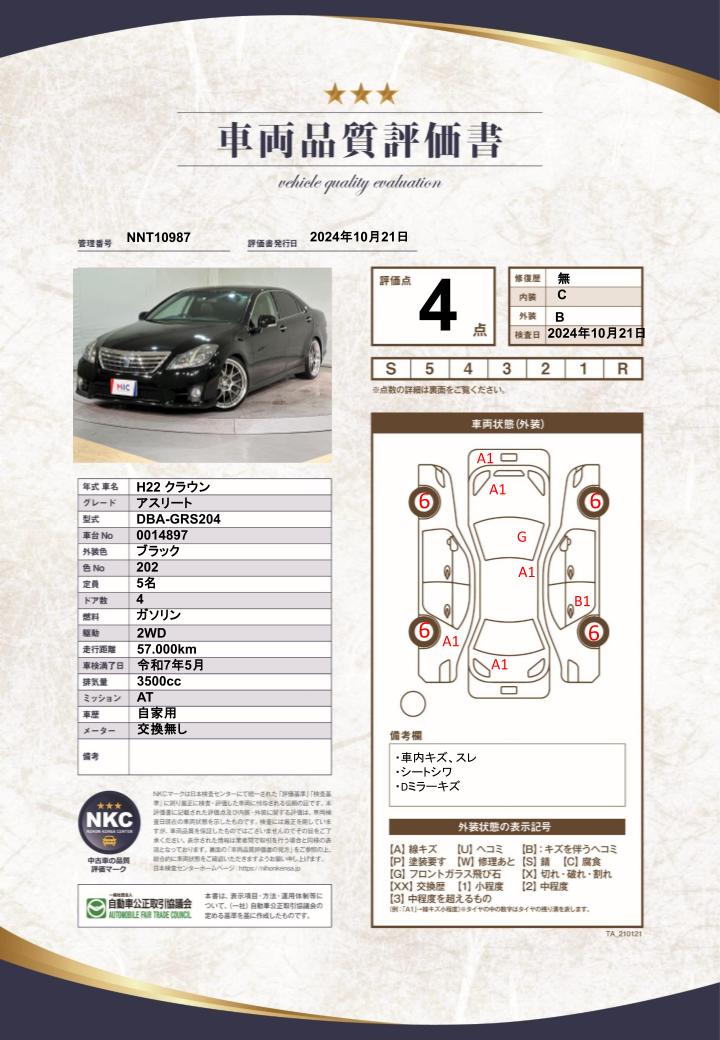 車両品質評価書