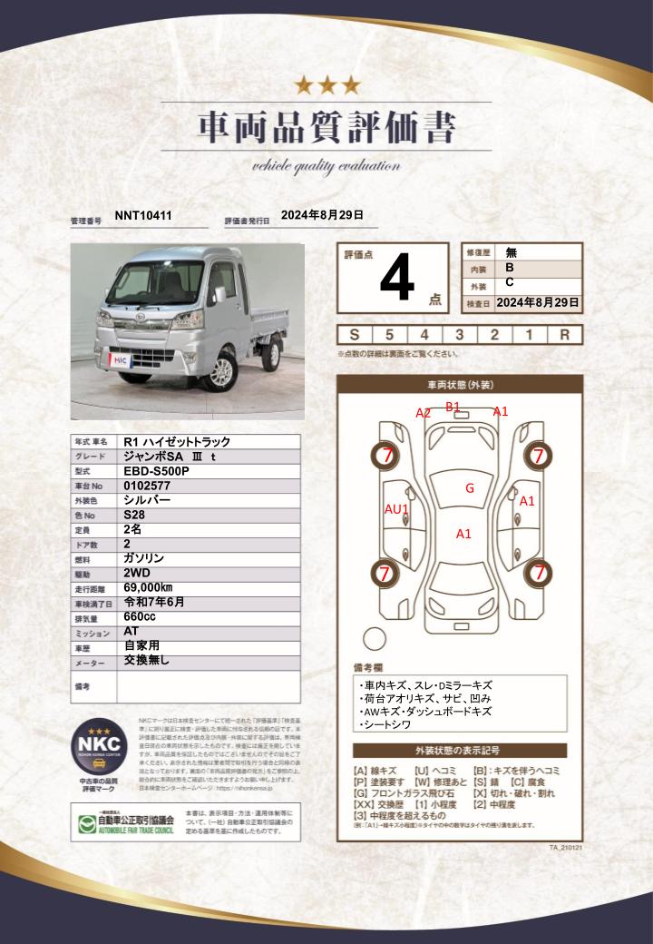 車両品質評価書