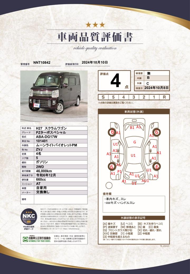 車両品質評価書