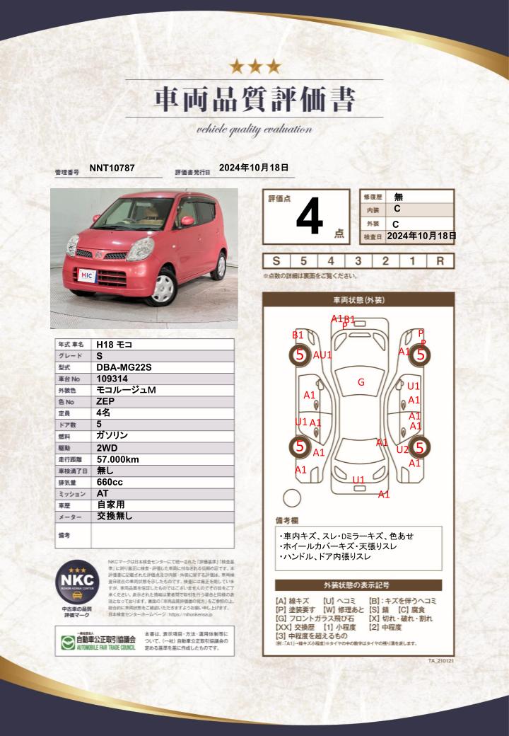 車両品質評価書