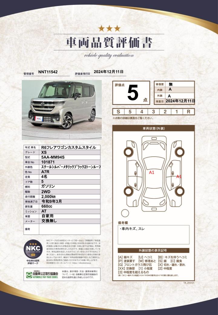 車両品質評価書