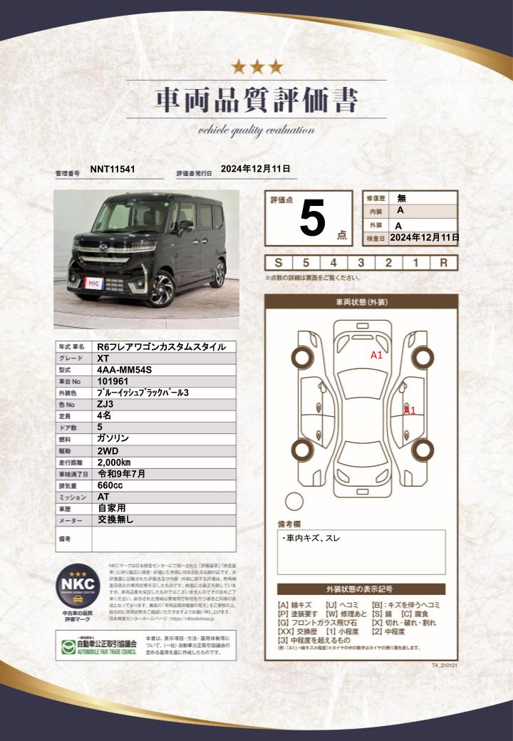 車両品質評価書