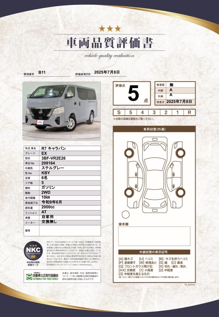 車両品質評価書